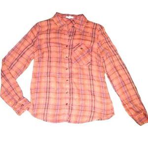 Maurices Aged Red Plaid Button Front Shirt Womens Size S